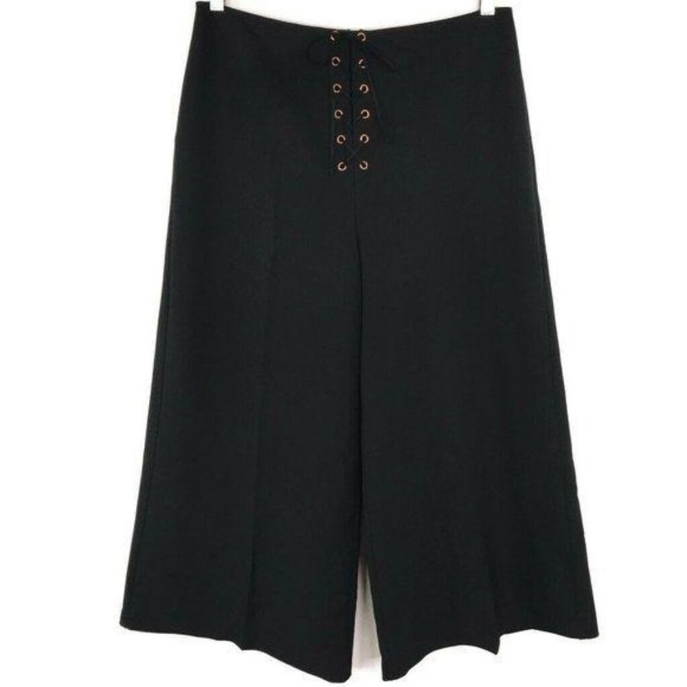 Topshop Wide Cropped Leg Stretch Lace Up Pants